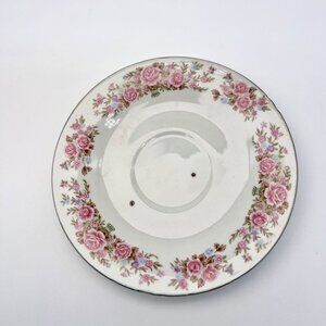 Vintage Floral China Saucer Plate Pink Roses Gold Rim